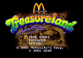 McDonald's Treasure Land Adventure title screen for Sega Mega Drive